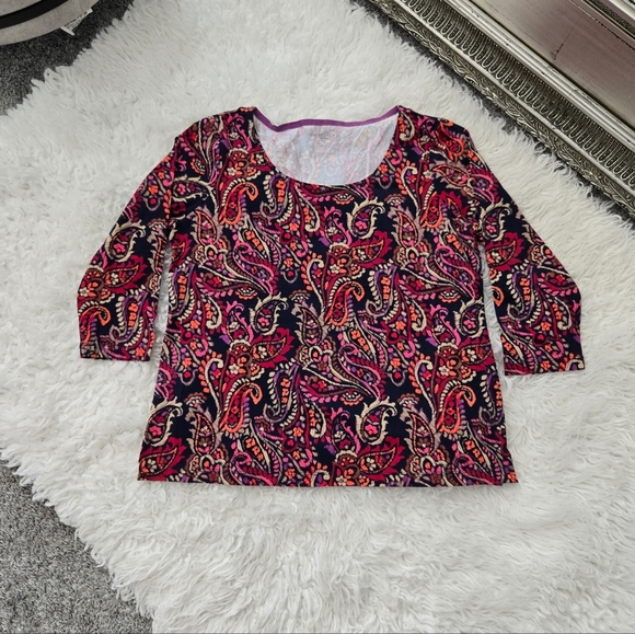 Appleseed's Prima Cotton Batik Paisley Tee. Size Petite Small. New without tags. - Picture 2 of 8